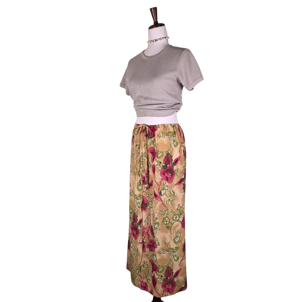 Vintage 90s Slip Skirt Size M‎ Floral Button Front Midi Soft Grunge Fairy Y2K